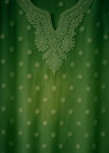 Lucknow Chikankari Handwork Embroidery Green Kurta
