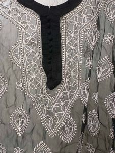Black &amp; White Embroidered Kurti