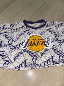 Oversized Los Angeles Lakers Crop T-shirt