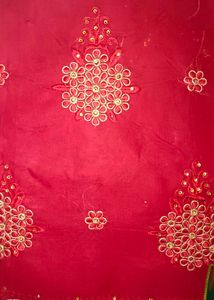 Red Embroidered Fabric