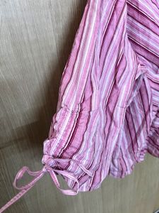 Chic Pink Striped Button-Up Blouse by Mileage