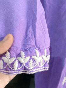 Lavender Embroidered Kurta ( Chikankari )