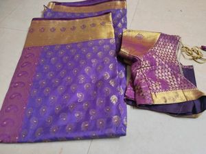 Purple & Gold Saree with Blouse