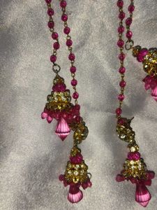 Pink &amp; Gold Beaded Earring Charms