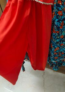 Coral Top &amp; Pants with Floral Cardigan