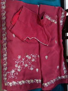 Elegant Burgundy Saree