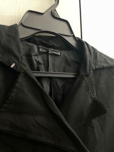 Classic Black Double-Breasted Trench Coat