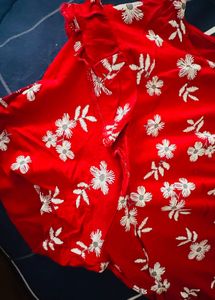 Red Floral Printed Top
