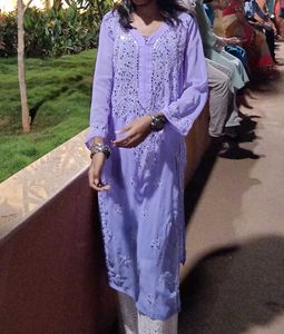 Lavender Embroidered Kurta