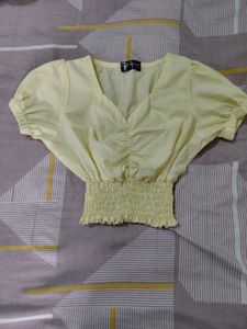 Yellow Ruched Crop Top