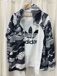 Adidas White Hooded Two side Wear Jacket