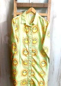 Light Green  Printed Long Shirt Size-44