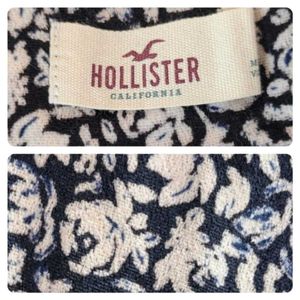 Hollister Velour Floral Skirt in Navy Blue &amp; Cream