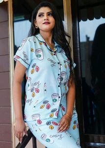 Digital Backprint Night Suit Pajama Set