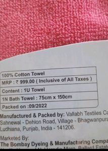 Bombay Dyeing Tulip towel , size 75x 150