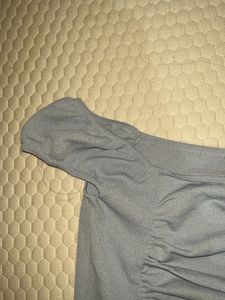 Light Blue Crop Top With Half Sleeves Wit