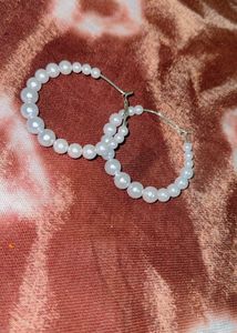 Silver-Plated Pearl Hoop Earrings