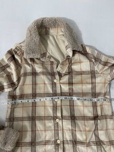 Fuzzy Trim Plaid Button-Up