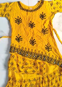 Girls Yellow Embroidered Dress