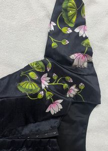 Black Lotus Print Blouse