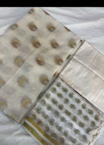 White Banarasi Zari Suit