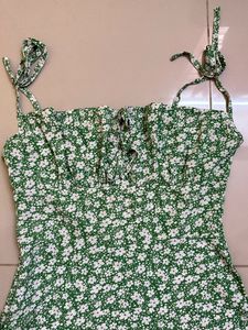 A-line green Strappy Dress