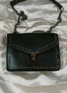 Black Studded Chain Bag