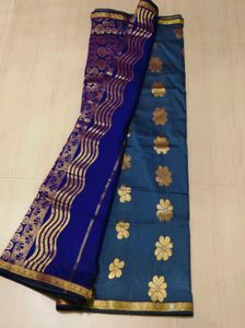 Blue &amp; Gold Dress Material