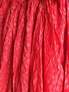 Gold Flare Red Ethnic Skirt