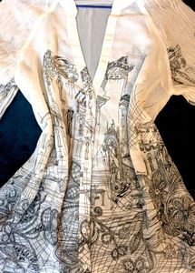 Zara Graphic Print Blouse top trendy prin