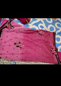 Heavy Embroidery Saree With Blouse