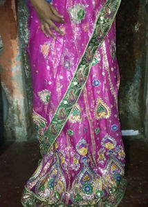 Pink  Lehanga Embroidered Saree