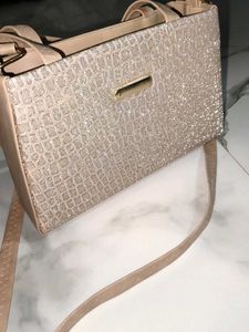 Sparkly Beige Top Handle Bag