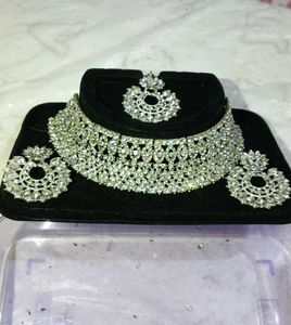Silver Jewellery Set With American diamond