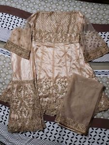 Anarkali Plazo Set In Golden