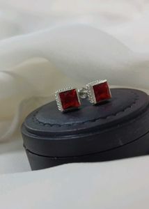 Pure Silver Sterling AD Red Stud