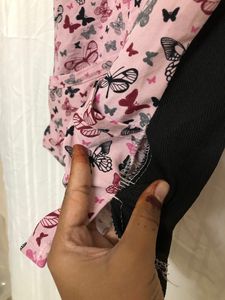 Pink Short Sleeve V Neck Top