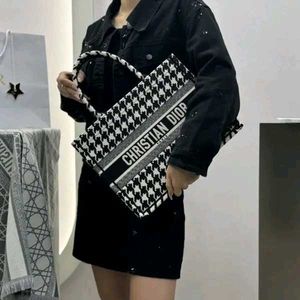 Christian Dior Houndstooth Tote