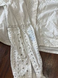 Zara cotton pure white crop shirt
