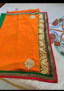 Orange  Saree with blouse pc