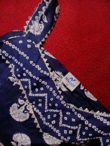 Blue &amp; White Short Kurti With Patiyala Shalwar