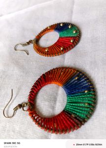 Handmade Rainbow Thread Earrings