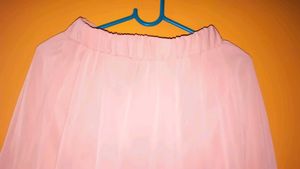 Pink Flowy Long Skirt With Size Of 28 To 34