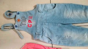 Little girl top with jean paint dress