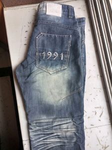 Men Trendy Regular Fit Blue Faded Jeans, 32 size
