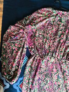 Zara Trafaluc Floral slightly glittered dress