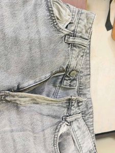 Gray Wide Leg Denim Jeans from bershka