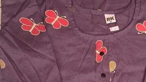 Purple Floral M Size Kurti