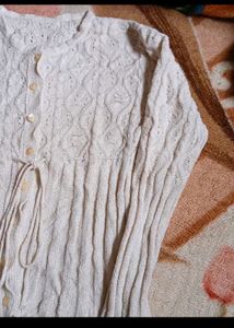 Vintage Cream Knit Tie-Front Cardigan