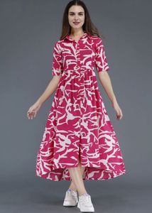 Pink Printed Maternity Dress
